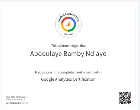 Google Analytics Individual Qualification — Abdoulaye Bamby Ndiaye