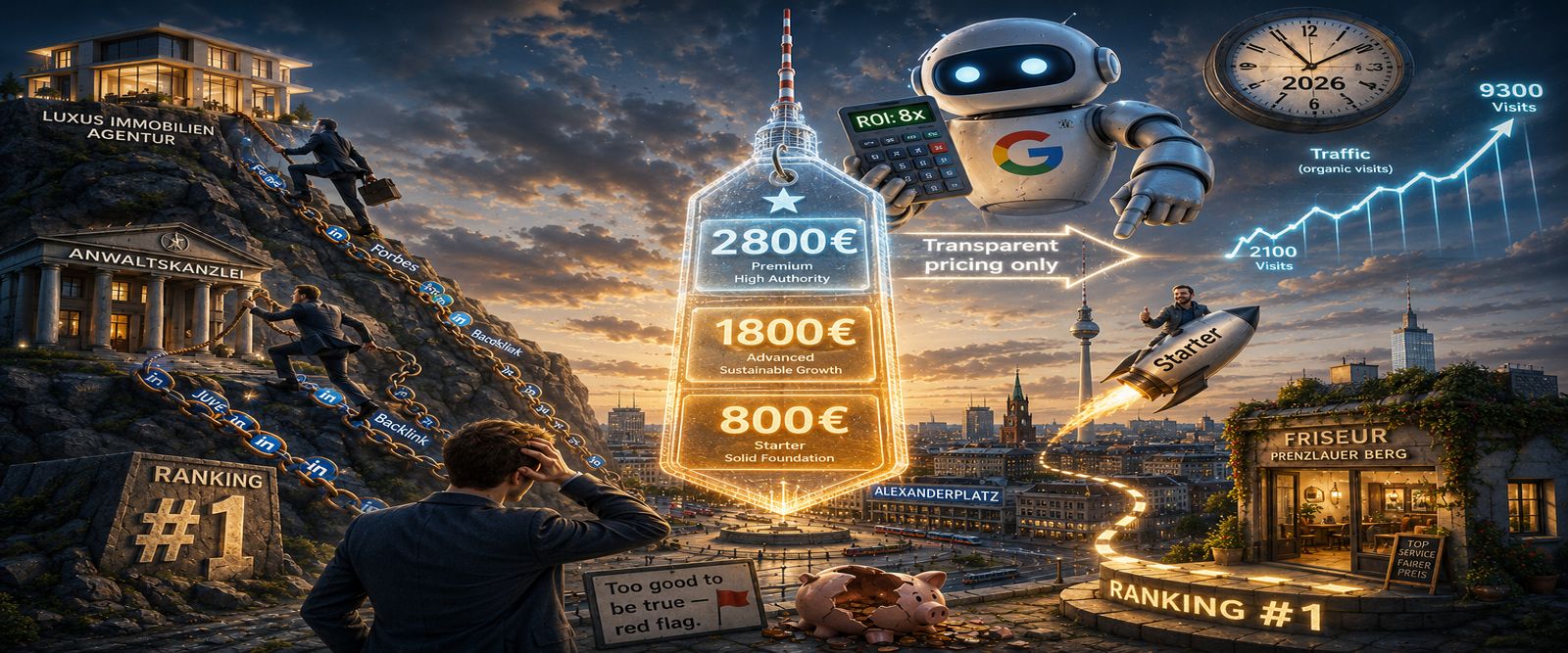 Prix SEO Berlin 2026 — Tarifs transparents
